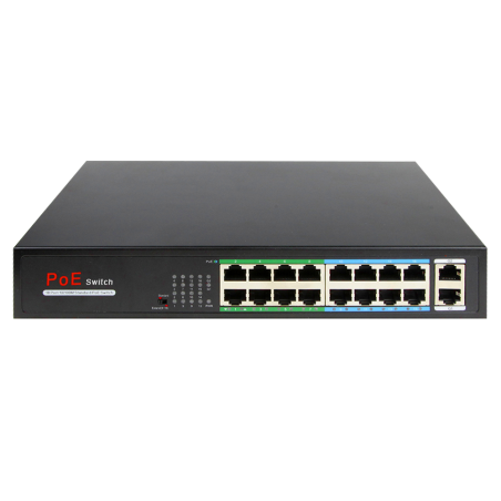 Switch PoE 16 ports PoE + 2 Uplink RJ45 Jusqu'à 160W