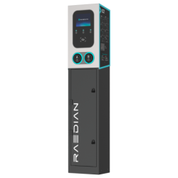 Borne de recharge double Raedian GEMINI 2 x 22 kW - RFID et compteur MID - avec poteau et protections