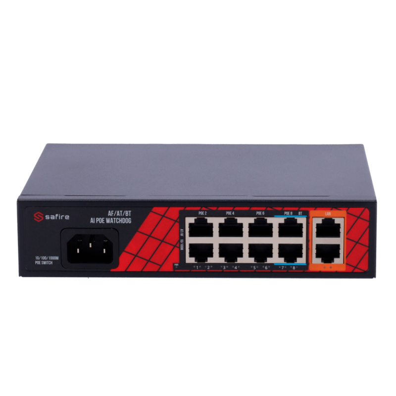 Switch PoE 8 ports PoE + 2 Uplink RJ45 Jusqu'à 60W