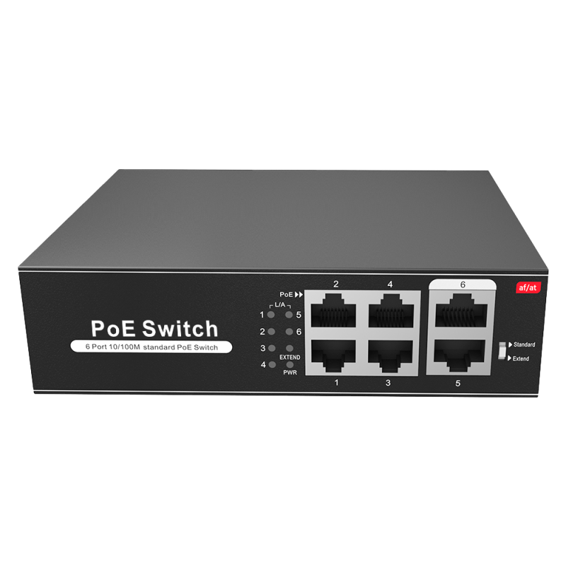 Switch PoE 4 ports PoE + 2 Uplink RJ45 Jusqu'à 60W